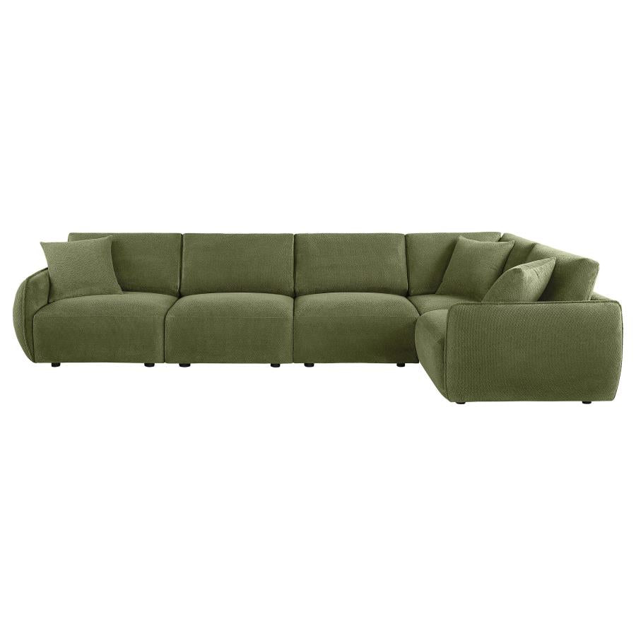 Elysia 5-piece Fabric Upholstered Modular Sectional Sofa Green
