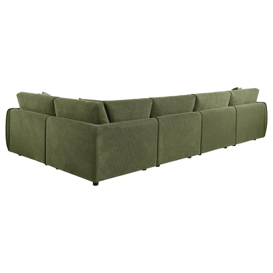 Elysia 5-piece Fabric Upholstered Modular Sectional Sofa Green