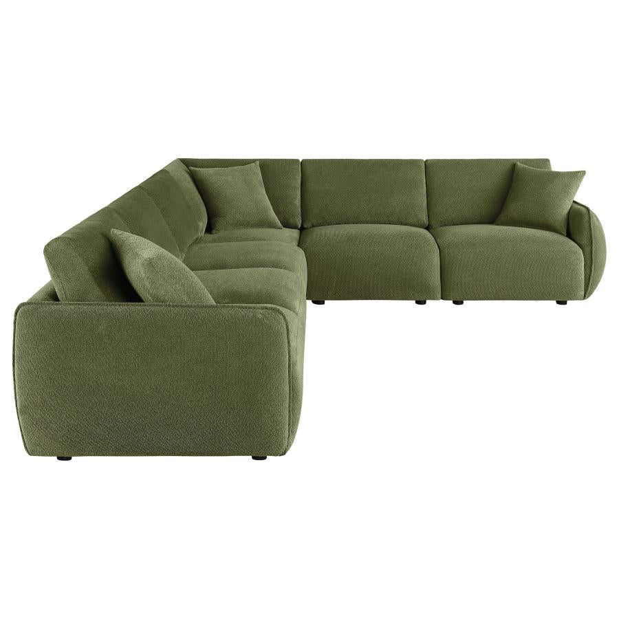 Elysia 6-piece Fabric Upholstered Modular Sectional Sofa Green