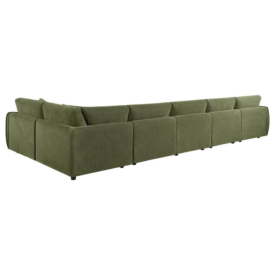 Elysia 6-piece Fabric Upholstered Modular Sectional Sofa Green