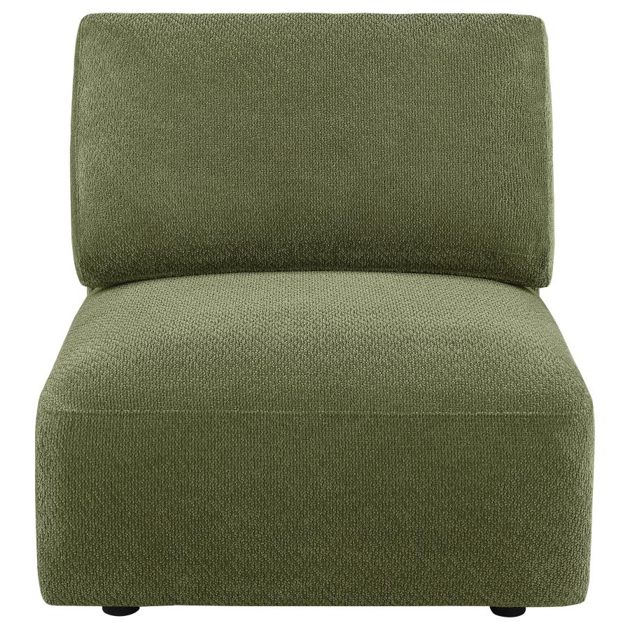 Elysia Fabric Upholstered Modular Armless Chair Green
