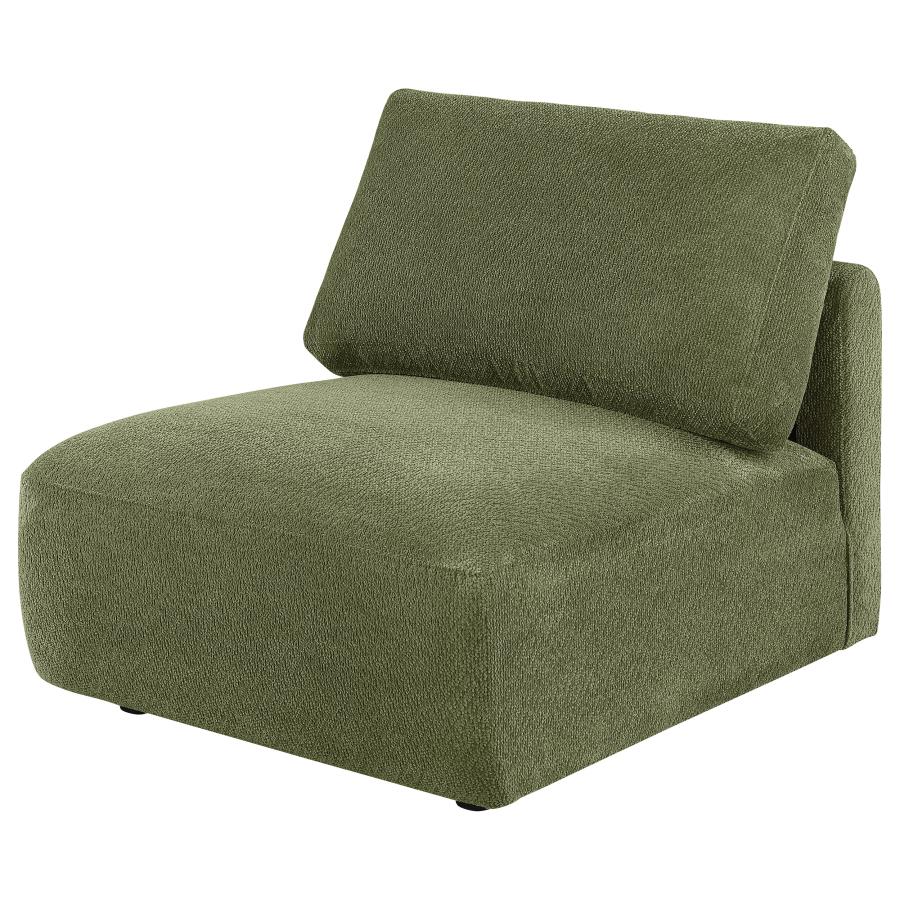 Elysia Fabric Upholstered Modular Armless Chair Green