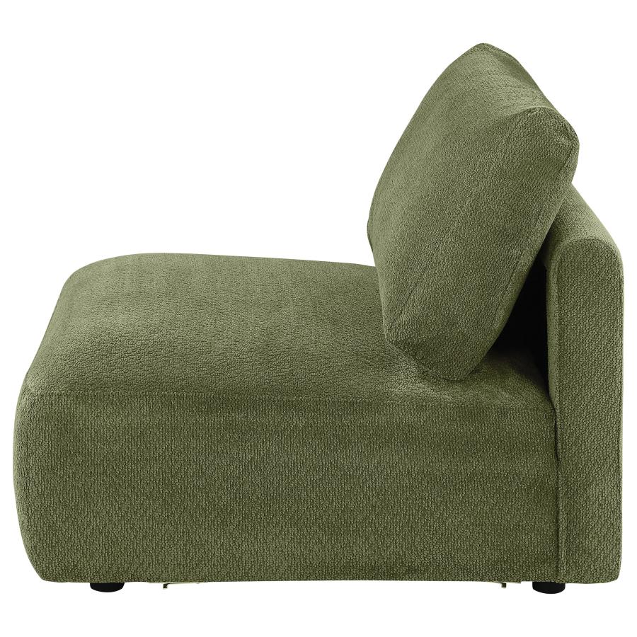 Elysia Fabric Upholstered Modular Armless Chair Green