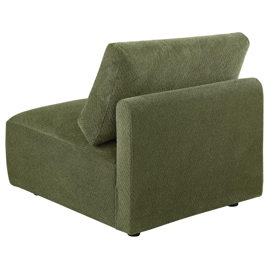 Elysia Fabric Upholstered Modular Armless Chair Green