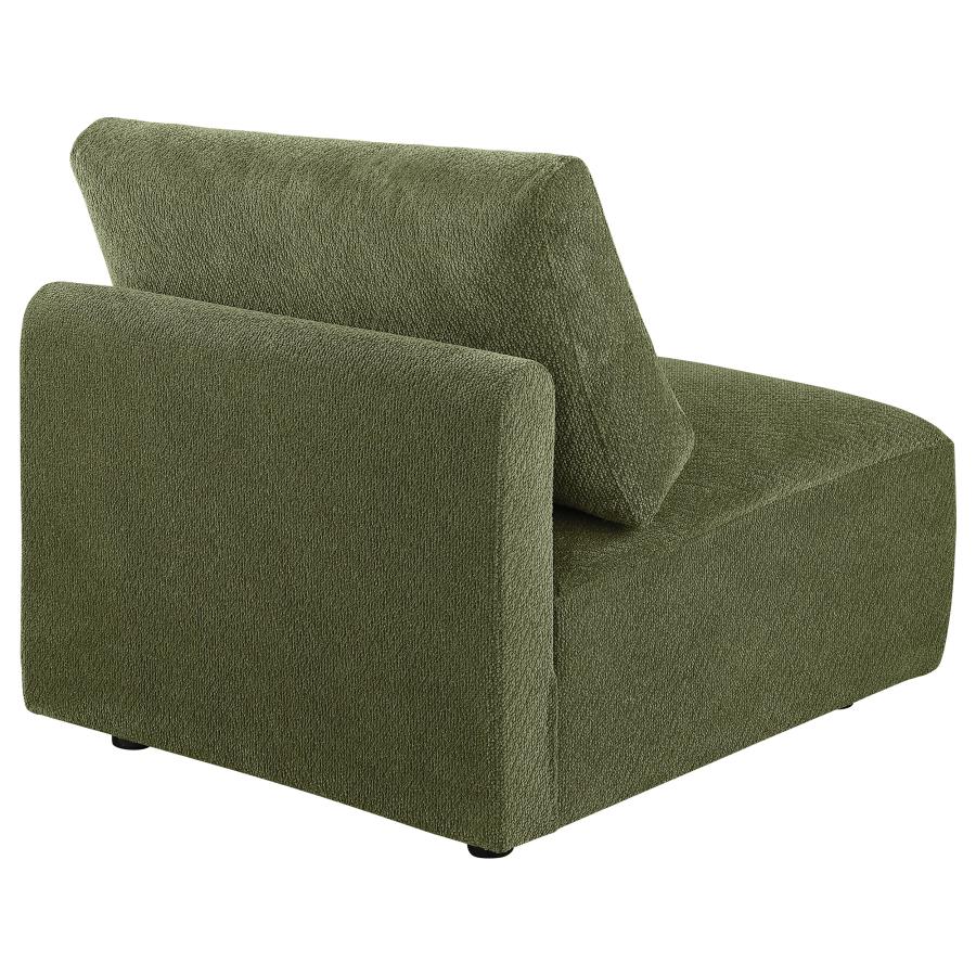 Elysia Fabric Upholstered Modular Armless Chair Green