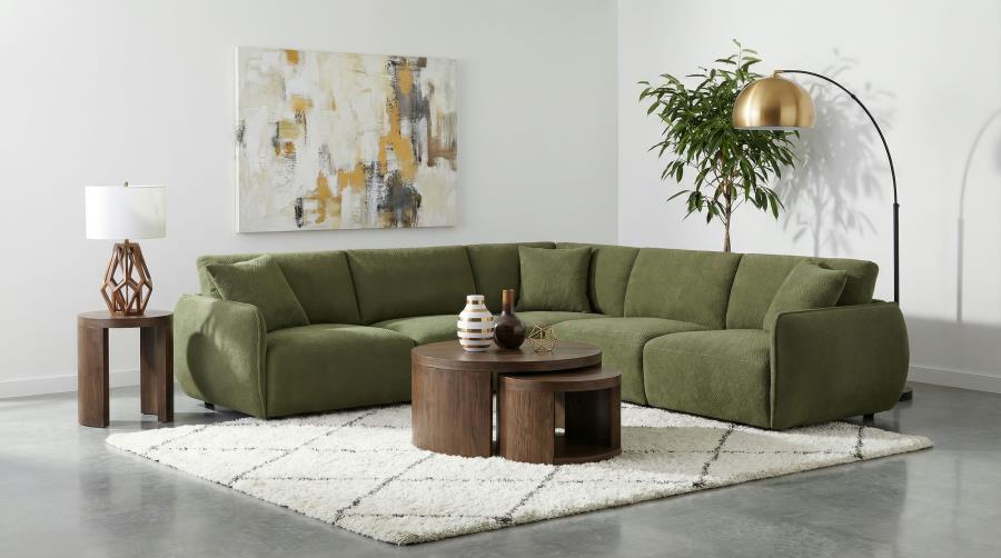 Elysia Fabric Upholstered Modular Corner Chair Green