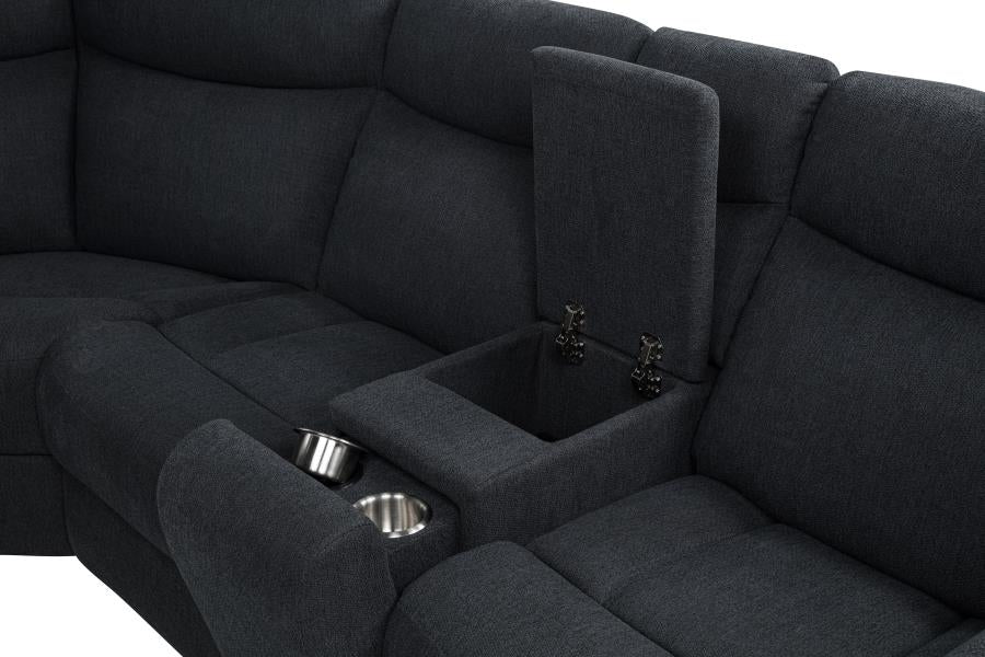 Hagen Upholstered Power Reclining Sectional Sofa Steel Grey