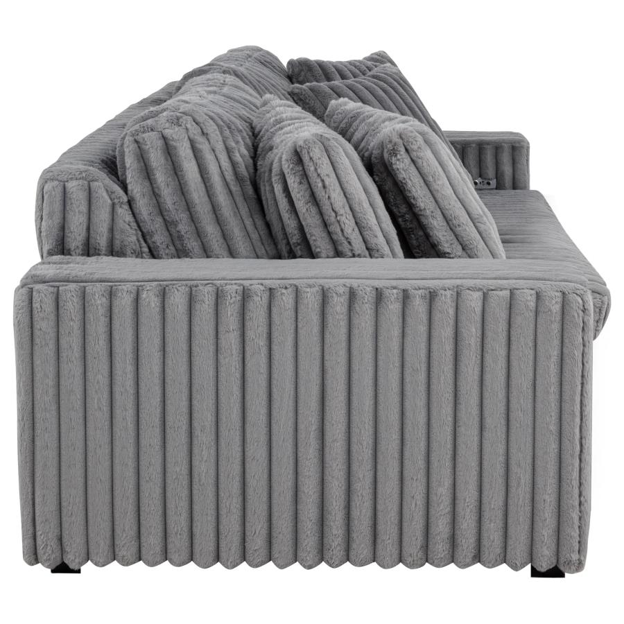 Jacana Corduroy Upholstered Dual Power Chaise Sofa Grey