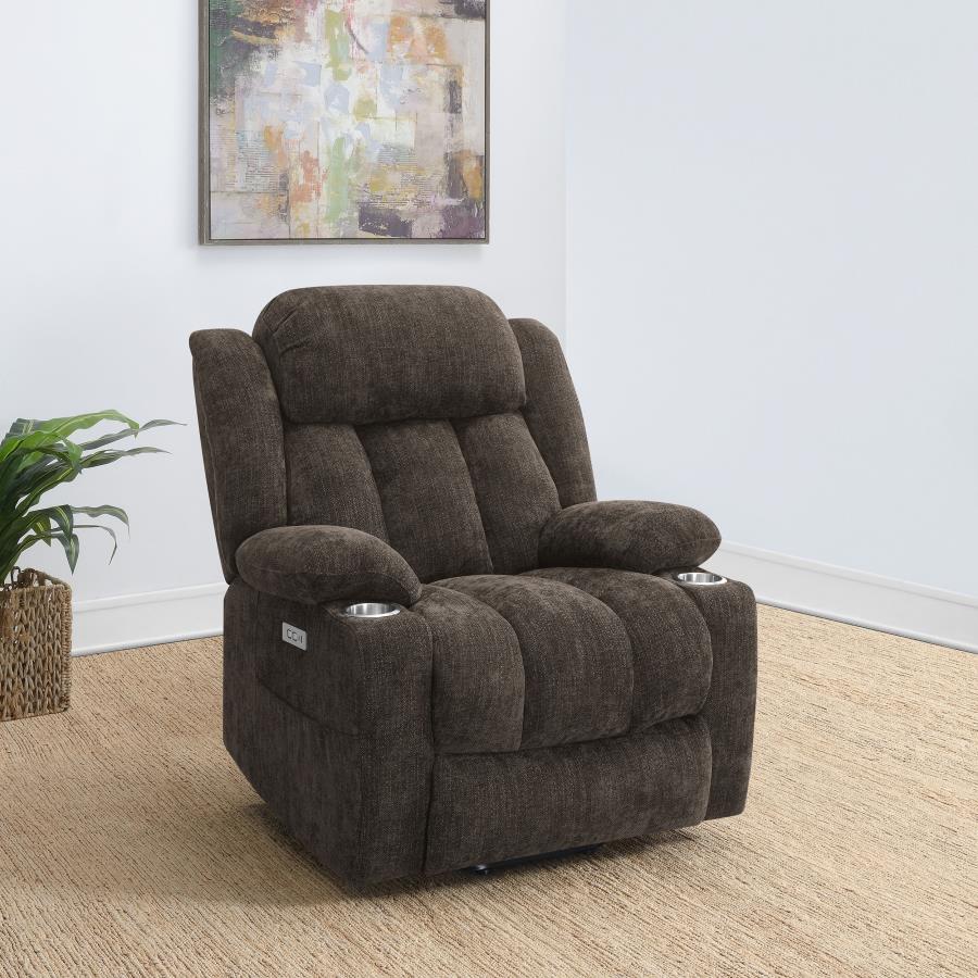 Houston Upholstered Power Lift Recliner Dark Brown