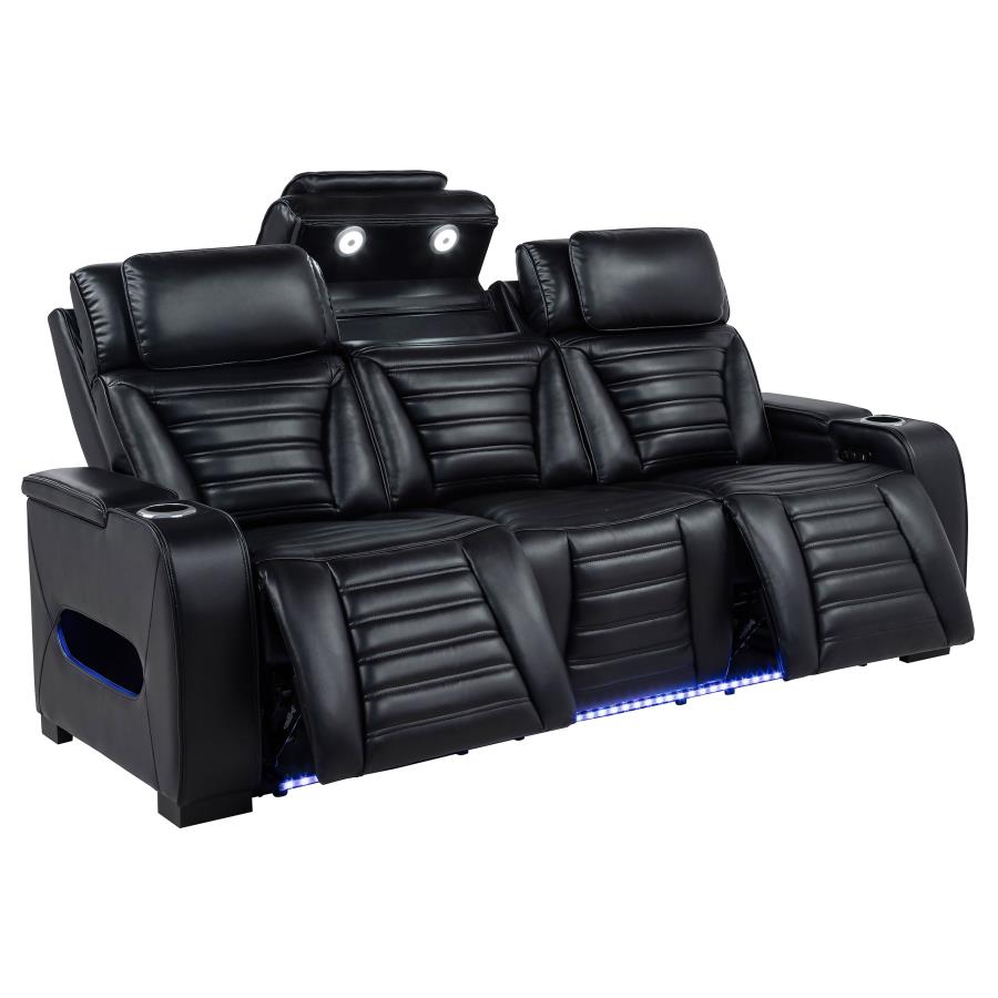 Zuma 3-Piece Dual Power Reclining Sofa Set with Bluetooth Black