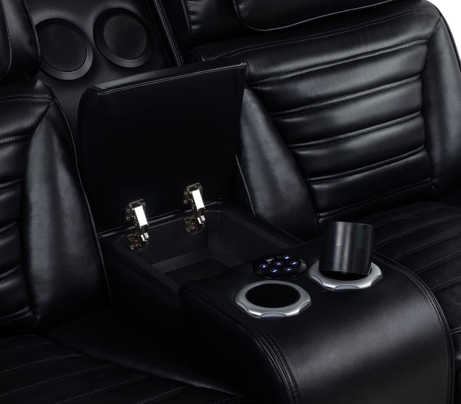 Zuma 3-Piece Dual Power Reclining Sofa Set with Bluetooth Black