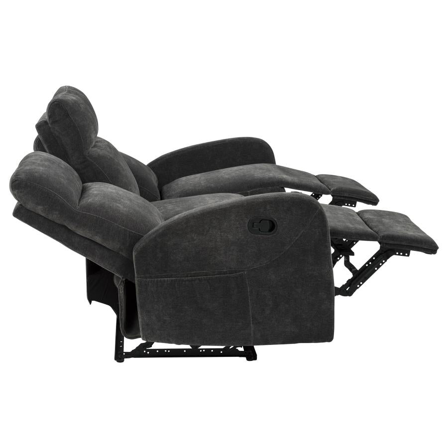 Hamilton 2-piece Chenille Manual Reclining Sofa Set Charcoal Grey