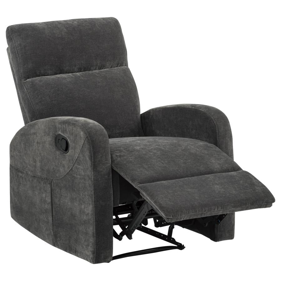 Hamilton 3-piece Chenille Manual Reclining Sofa Set Charcoal Grey