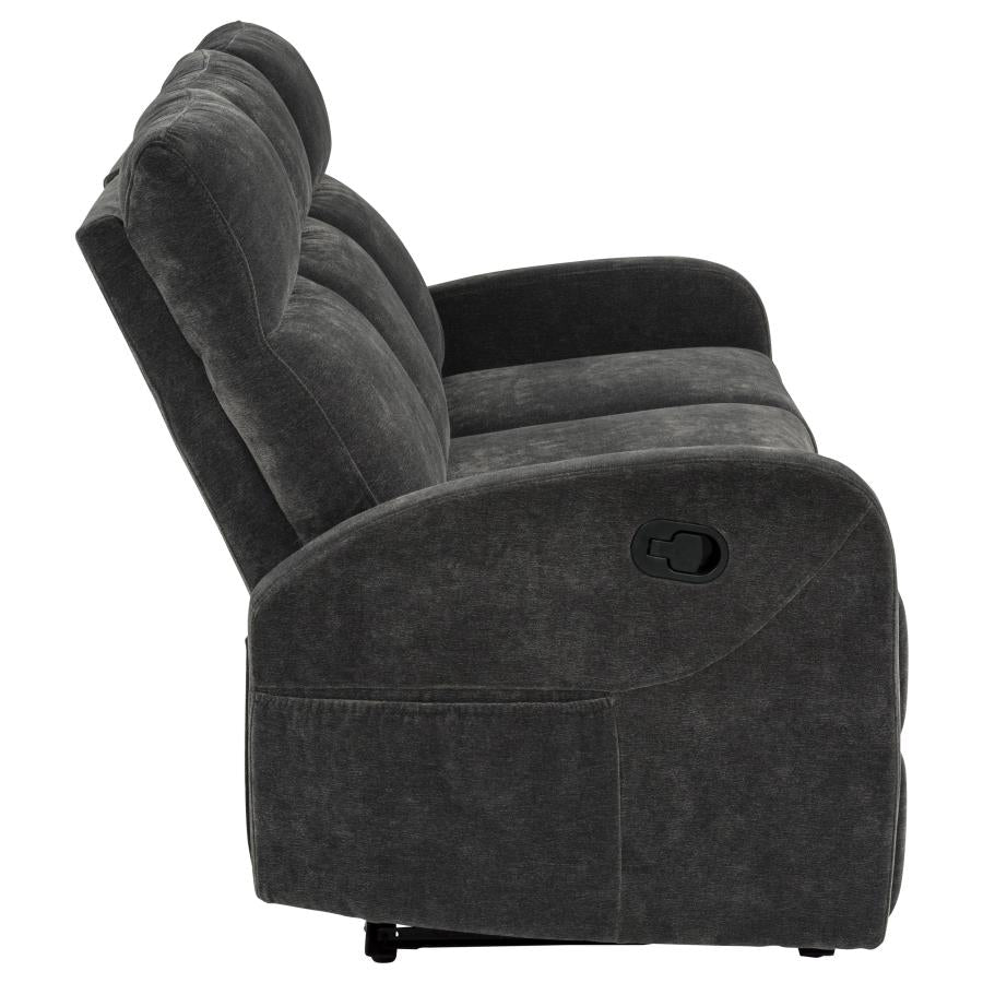 Hamilton Chenille Manual Reclining Sofa Charcoal Grey