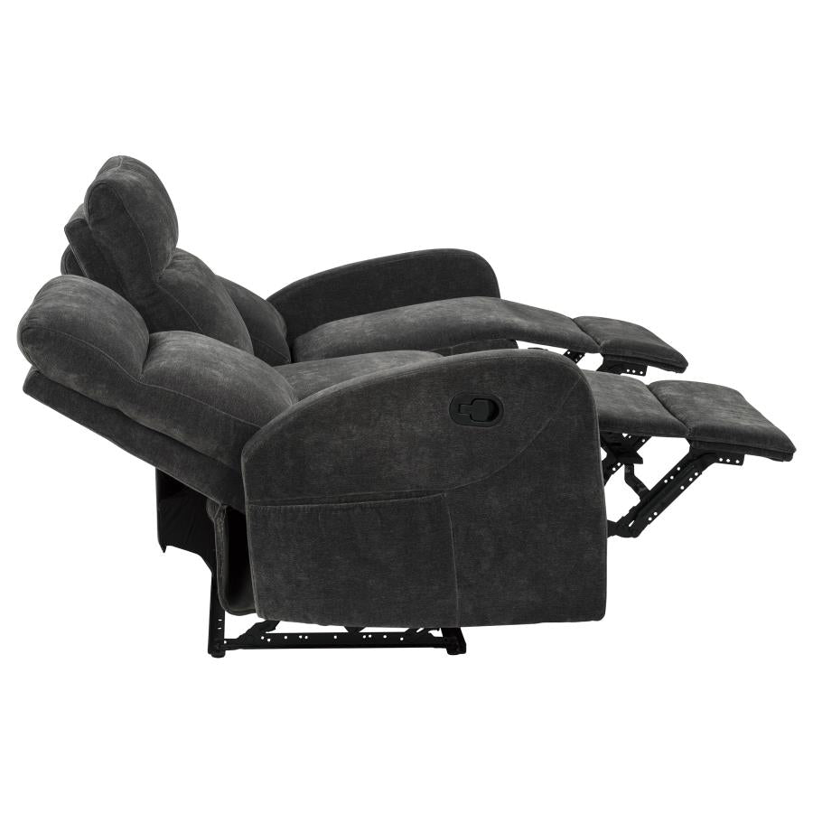 Hamilton Chenille Manual Reclining Sofa Charcoal Grey