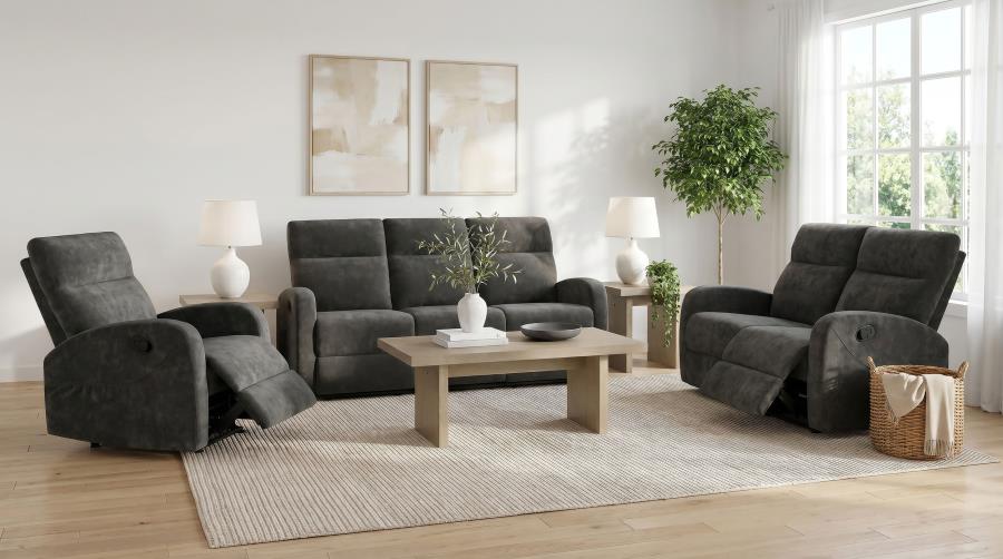 Hamilton Chenille Manual Reclining Sofa Charcoal Grey