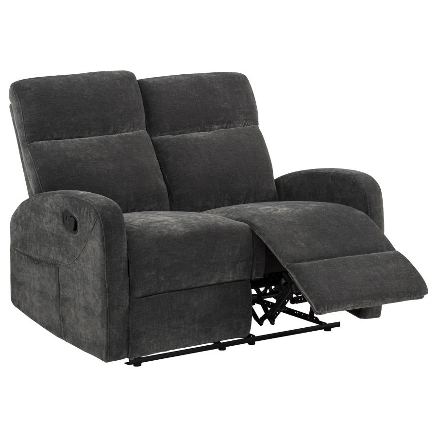 Hamilton Chenille Manual Reclining Loveseat Charcoal Grey