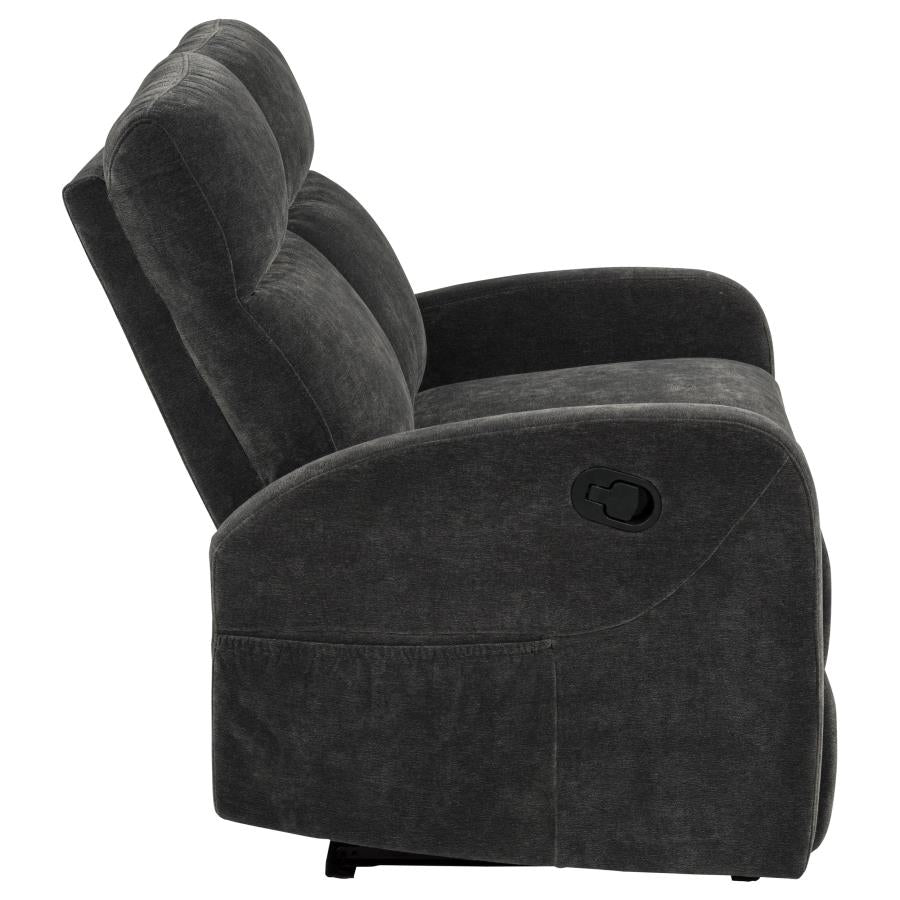 Hamilton Chenille Manual Reclining Loveseat Charcoal Grey