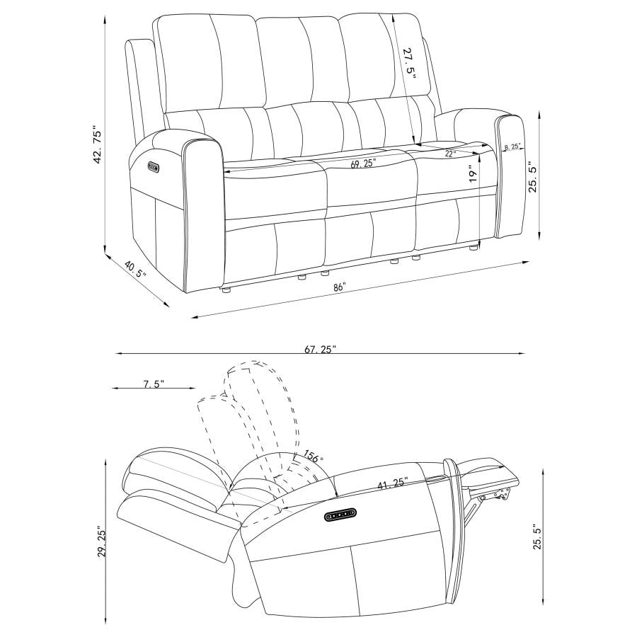 Brickston 2-piece Triple Power Reclining Sofa Set Mushroom