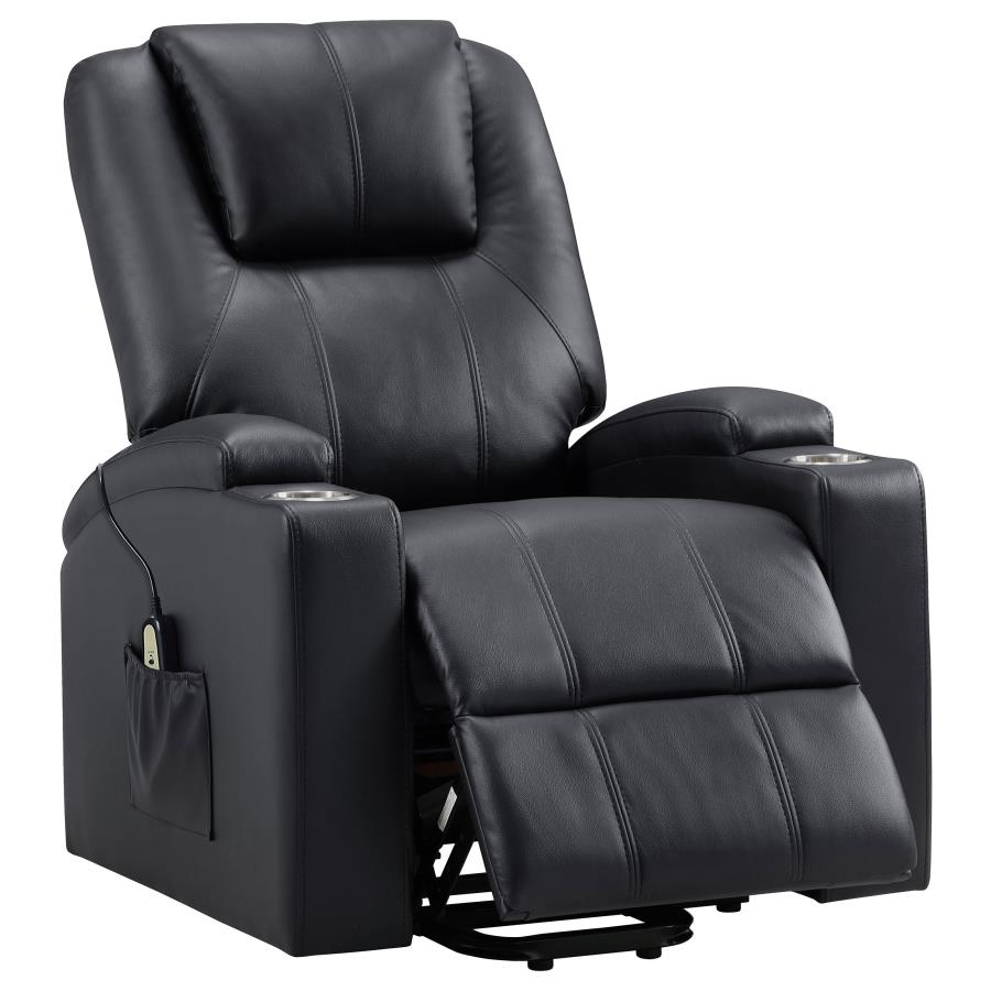 Armstrong Tufted Faux Leather Power Lift Massage Recliner Espresso