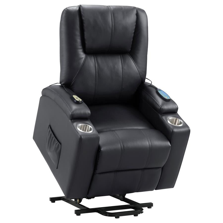 Armstrong Tufted Faux Leather Power Lift Massage Recliner Espresso