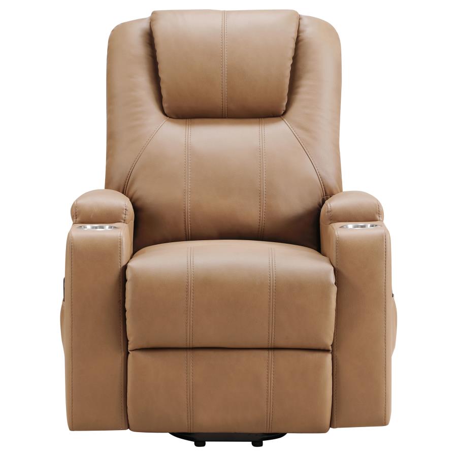 Armstrong Tufted Faux Leather Power Lift Massage Recliner Camel
