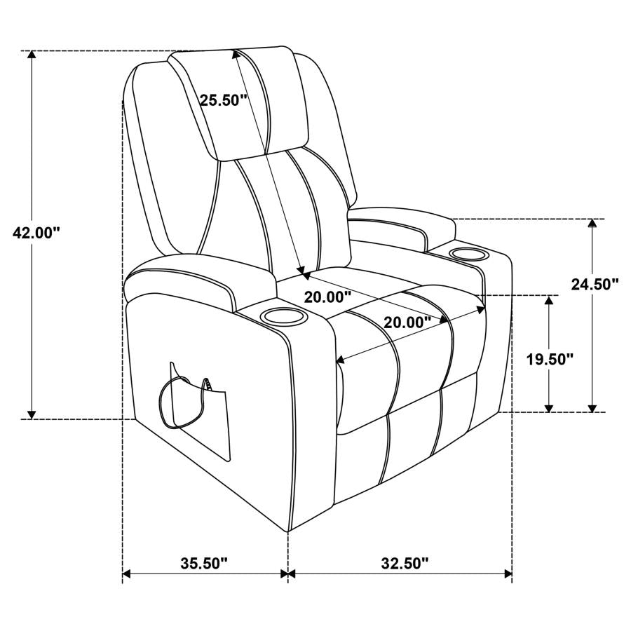 Armstrong Tufted Faux Leather Power Lift Massage Recliner Grey