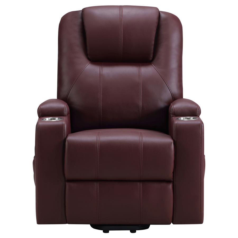 Armstrong Tufted Faux Leather Power Lift Massage Recliner Wine