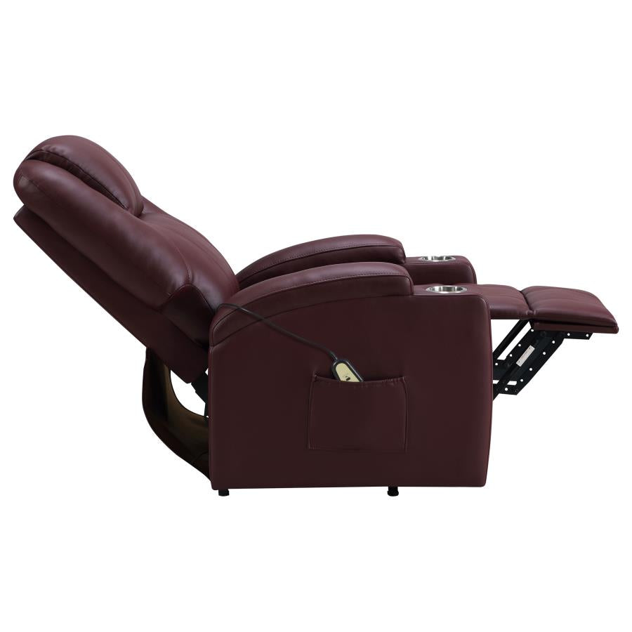 Armstrong Tufted Faux Leather Power Lift Massage Recliner Wine