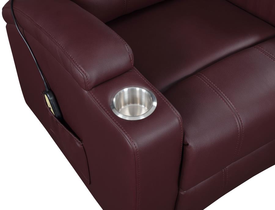 Armstrong Tufted Faux Leather Power Lift Massage Recliner Wine
