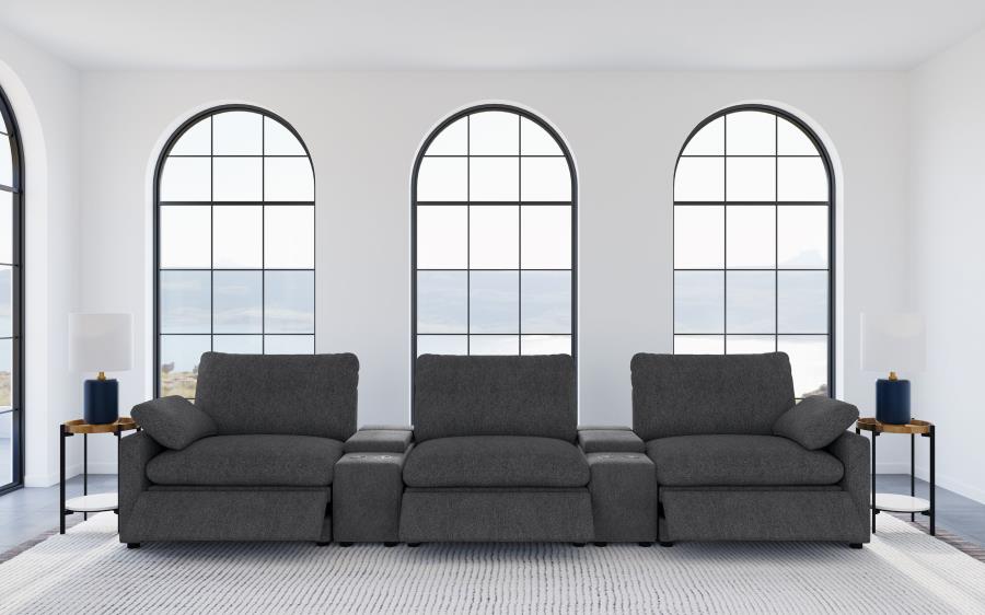 Collins 5-Piece Power Reclining Home Theater Seating Dark Grey