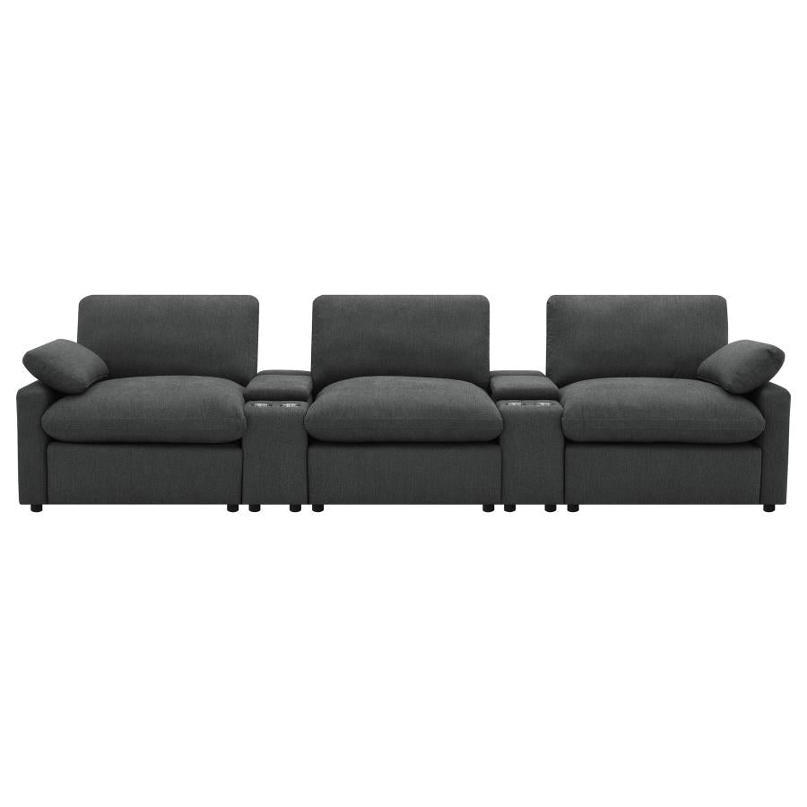 Collins 5-Piece Power Reclining Home Theater Seating Dark Grey