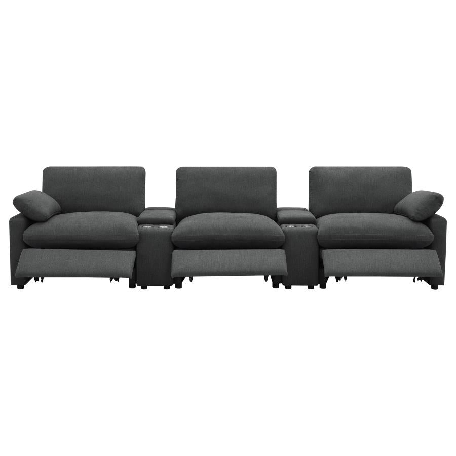 Collins 5-Piece Power Reclining Home Theater Seating Dark Grey