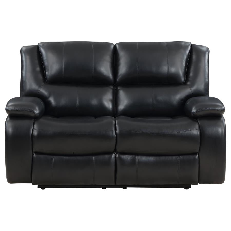 Camila 2-piece Upholstered Reclining Sofa Set Black