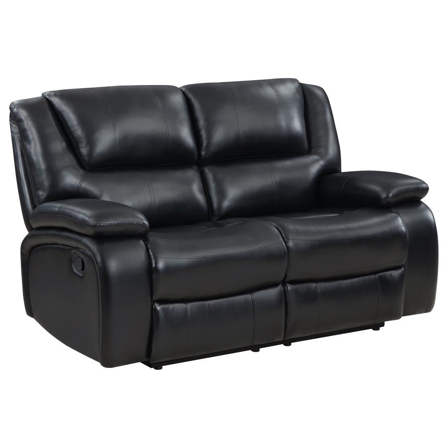 Camila 3-piece Upholstered Reclining Sofa Set Black