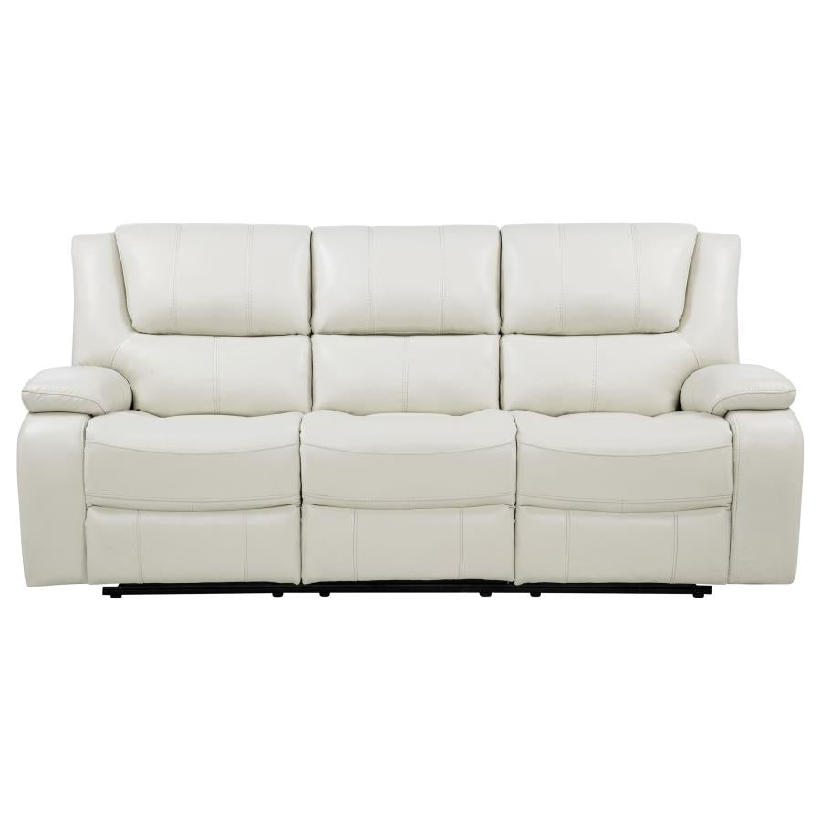Camila Upholstered Motion Reclining Sofa White