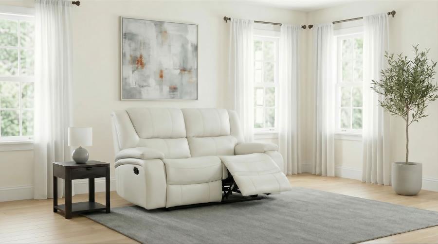 Camila Upholstered Motion Reclining Loveseat White