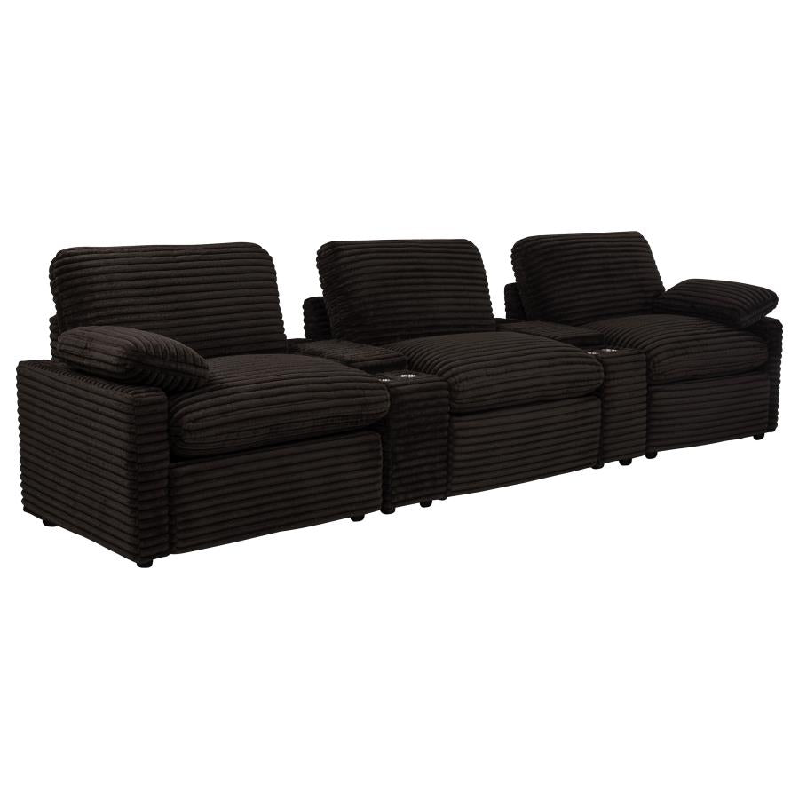 Collins 5-Piece Power Reclining Home Theater Seating Chocolate Brown