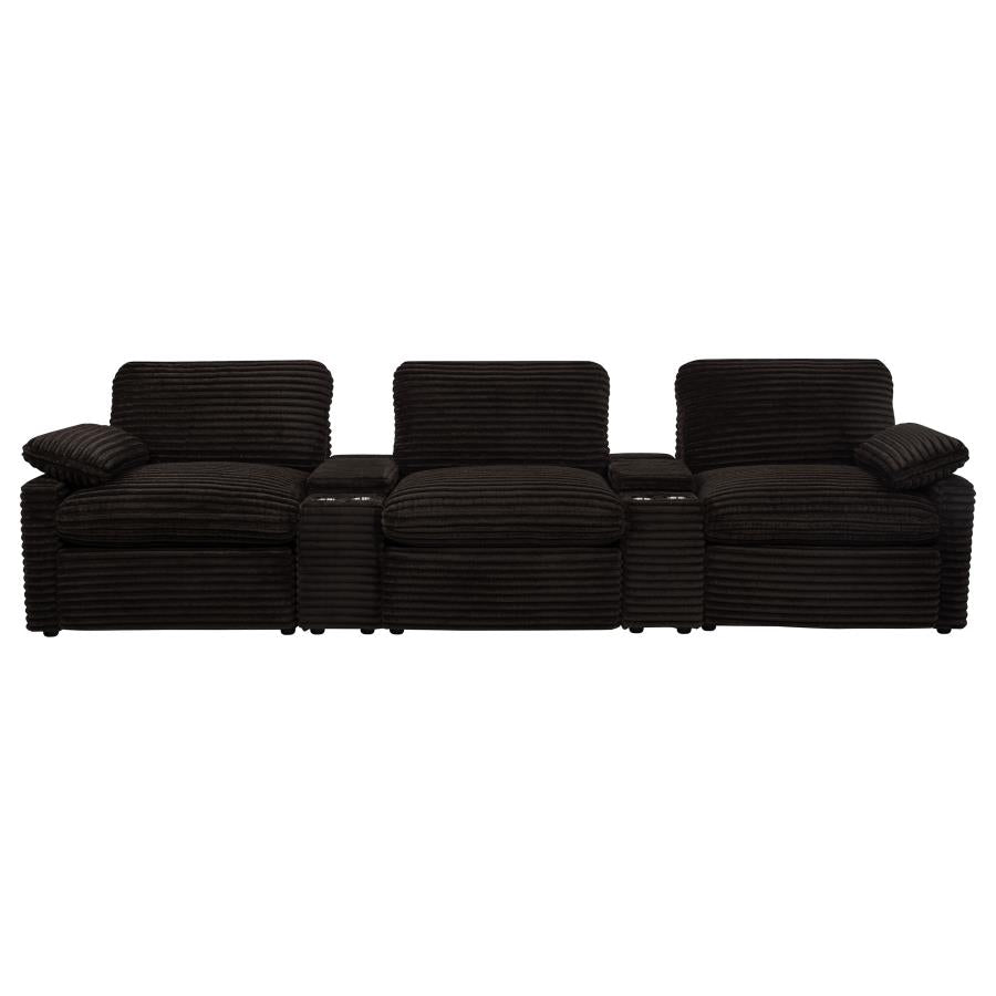 Collins 5-Piece Power Reclining Home Theater Seating Chocolate Brown