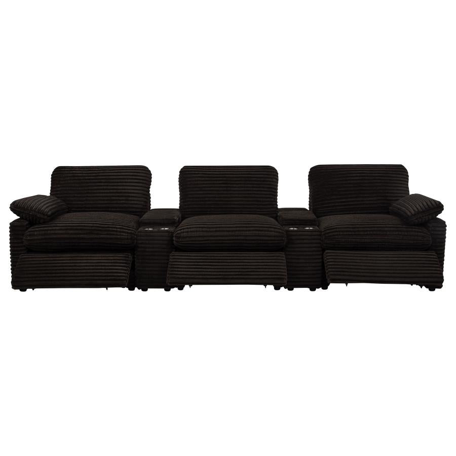 Collins 5-Piece Power Reclining Home Theater Seating Chocolate Brown