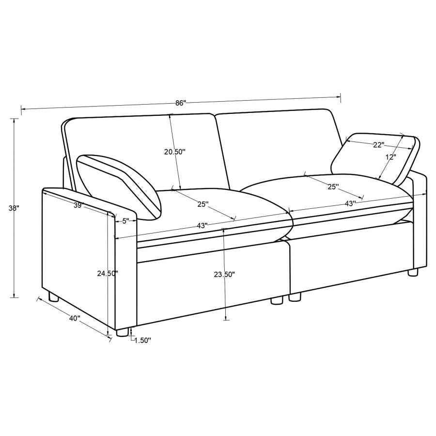 Collins Modular Power Loveseat Chocolate Brown