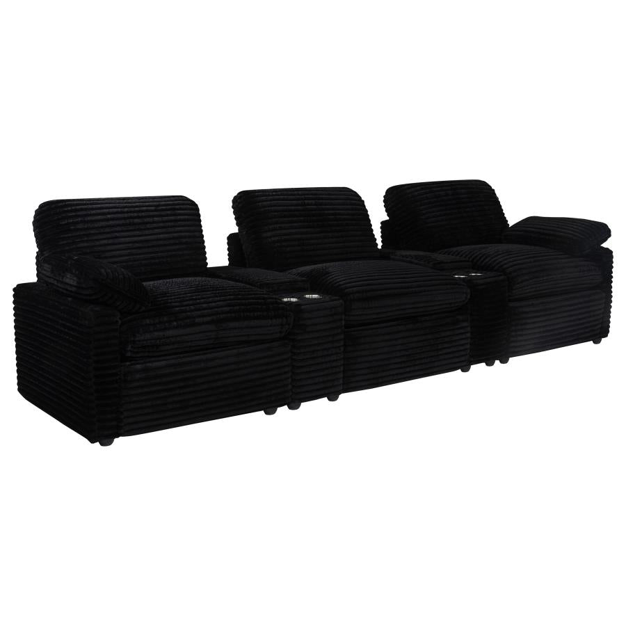 Collins 5-Piece Power Reclining Home Theater Seating Black