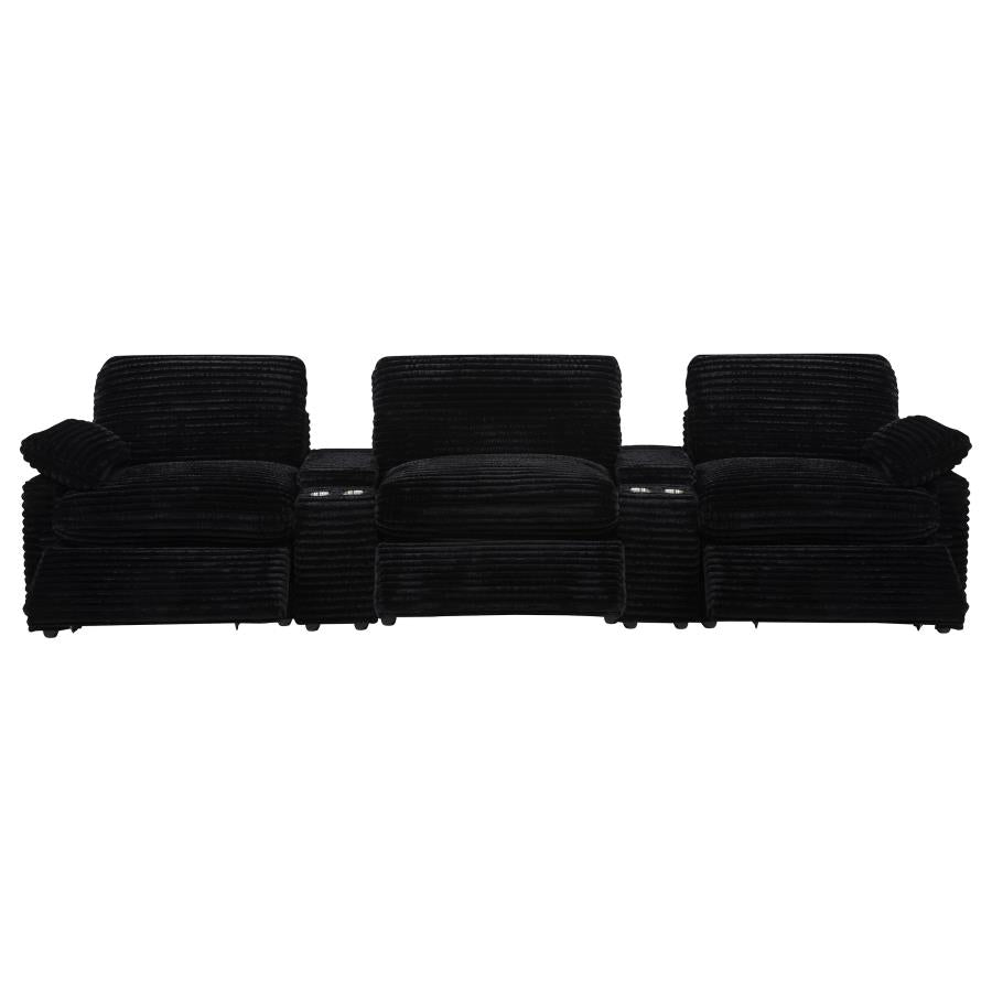 Collins 5-Piece Power Reclining Home Theater Seating Black
