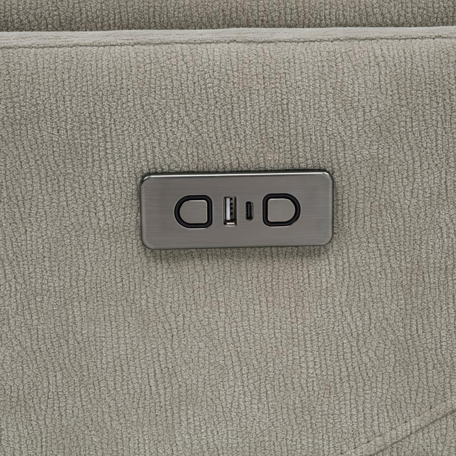 Adler Upholstered Power Swivel Glider Recliner Greige