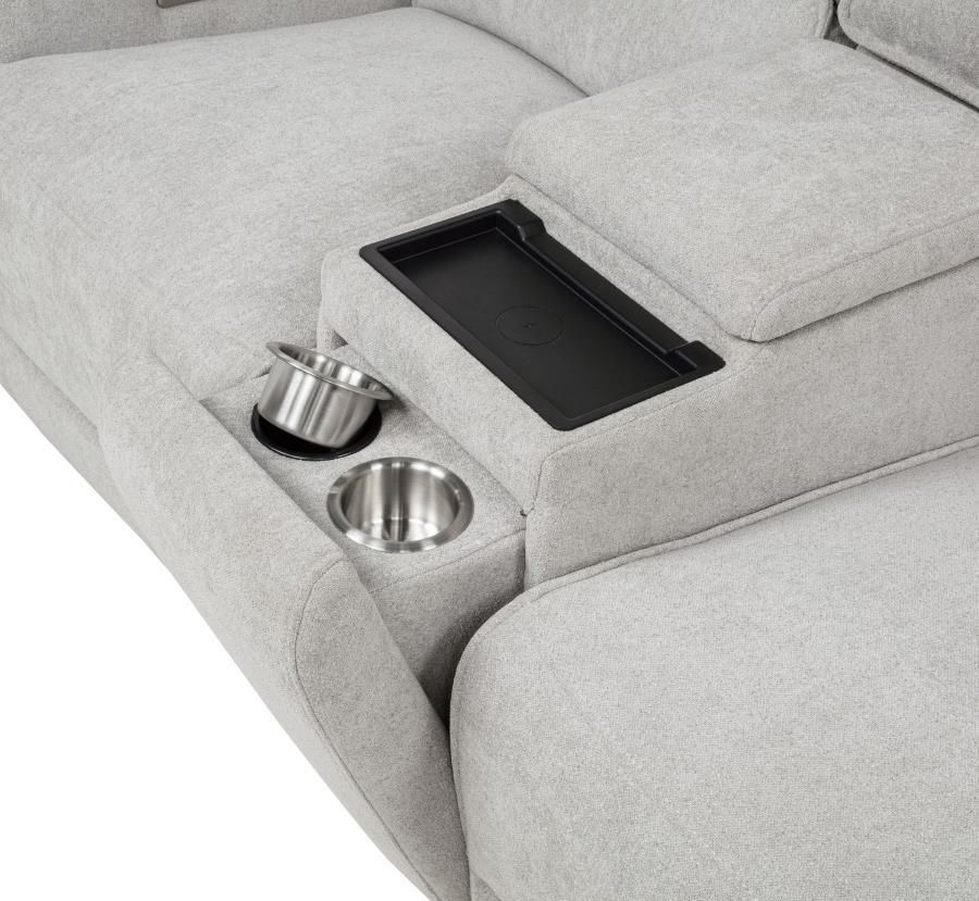 Sylmar Chenille Upholstered Power Reclining Loveseat Dove Grey