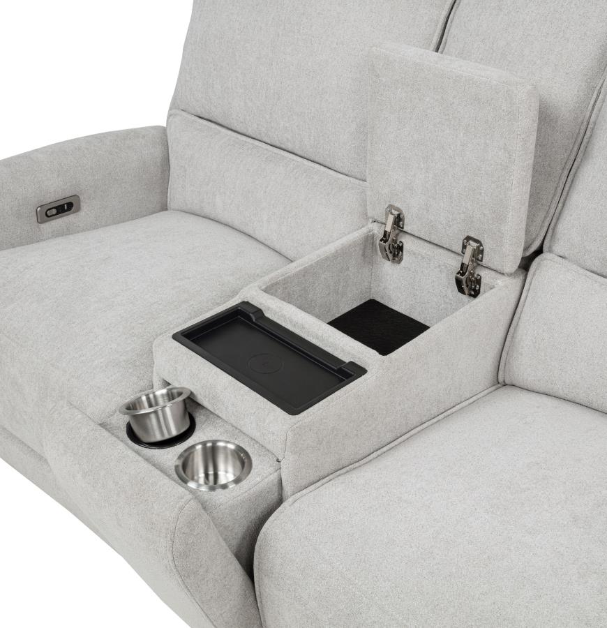 Sylmar Chenille Upholstered Power Reclining Loveseat Dove Grey