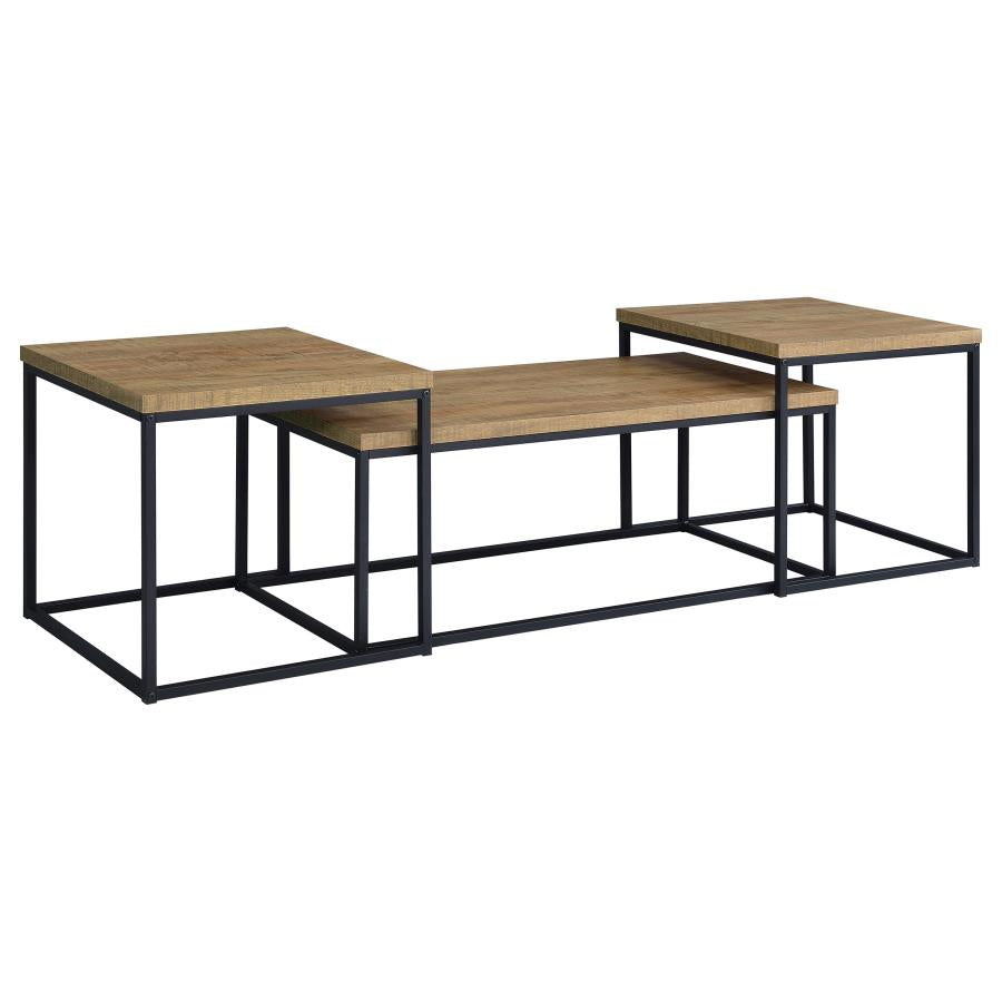Straden 3-piece Engineered Wood Coffee Table Set Mango and Black