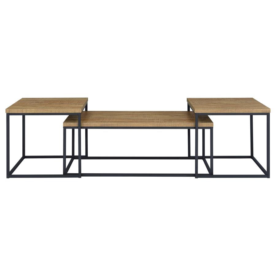 Straden 3-piece Engineered Wood Coffee Table Set Mango and Black