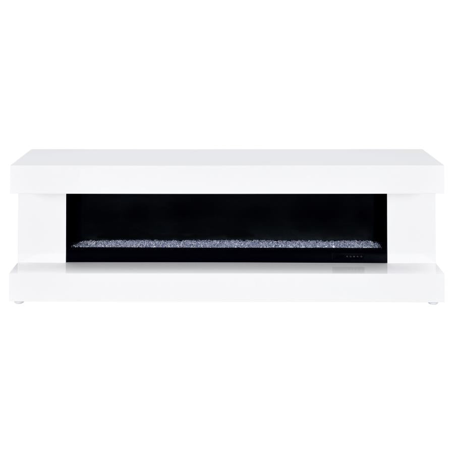 Mallory TV Stand Fireplace Console Bluetooth Speaker White High Gloss