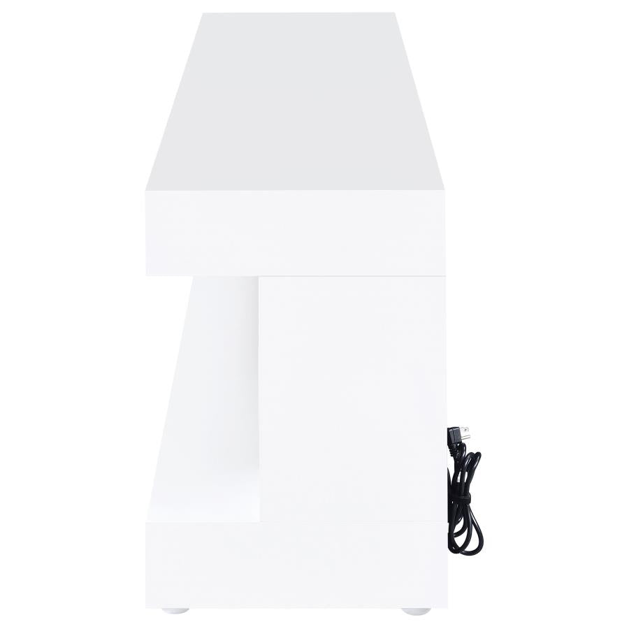 Mallory TV Stand Fireplace Console Bluetooth Speaker White High Gloss